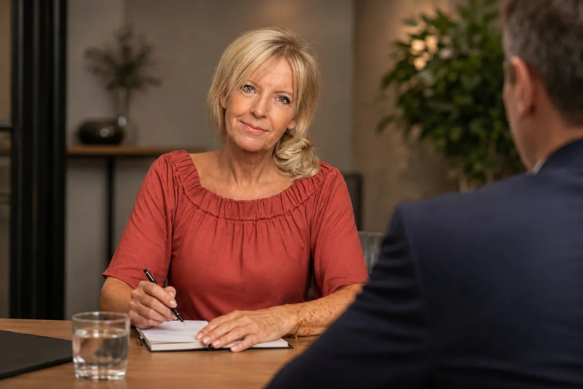 Helene, Business Development Partner bij Buro Henck, in gesprek met een klant Helene, Business Development Partner bij Buro Henck, in gesprek met een klant